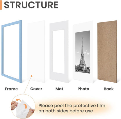 upsimples 11x14 Picture Frame Set of 5, Display Pictures 8x10 with Mat or 11x14 Without Mat, Wall Gallery Photo Frames, Black