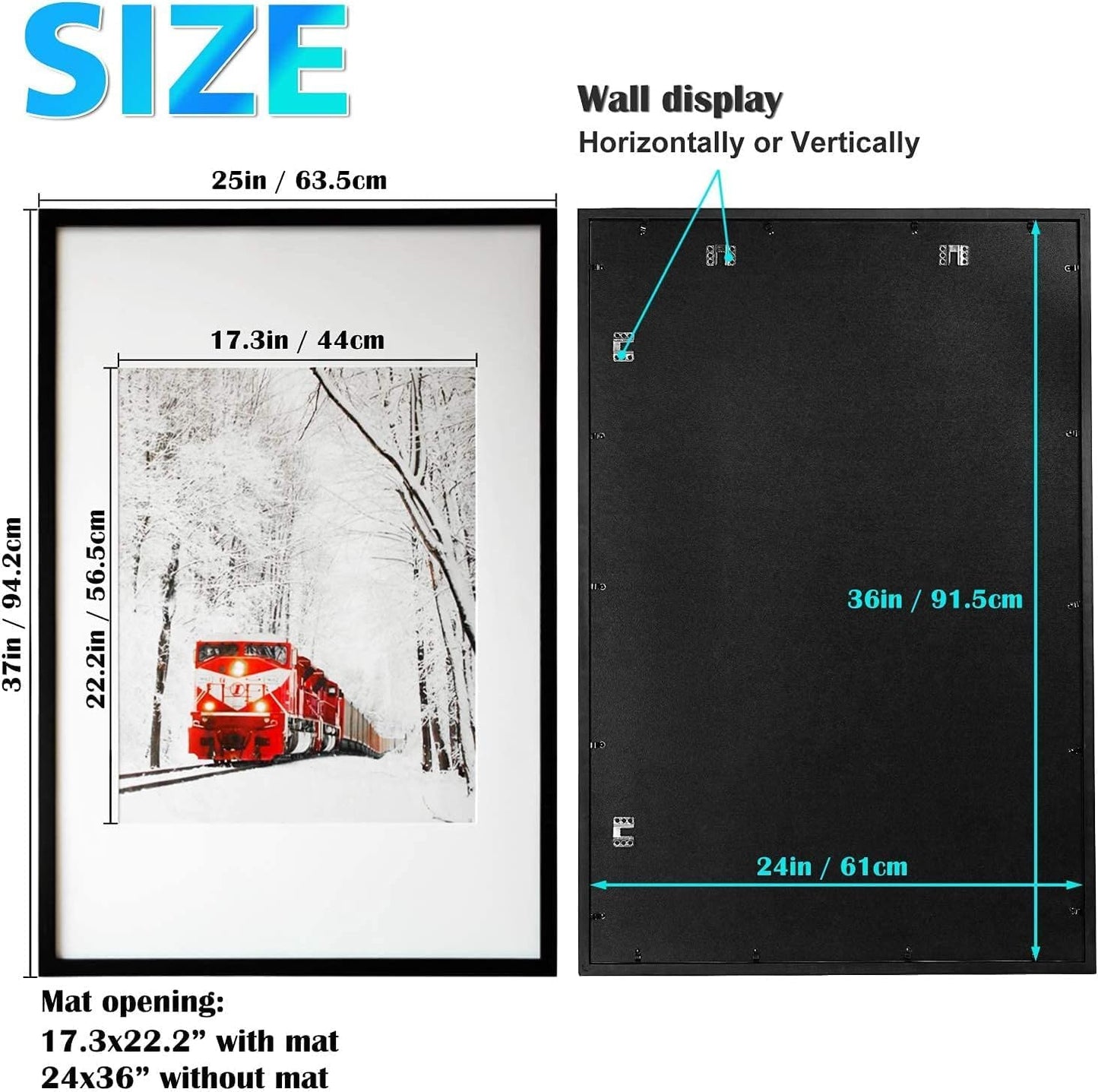 Egofine 12x16 Picture Frame Black, Covered by Plexiglass Made of Solid Wood, Display Pictures 9x12 and 11x14 with Mat or 12x16 Without Mat, for Wall Mounting Photo Frame - Colors B