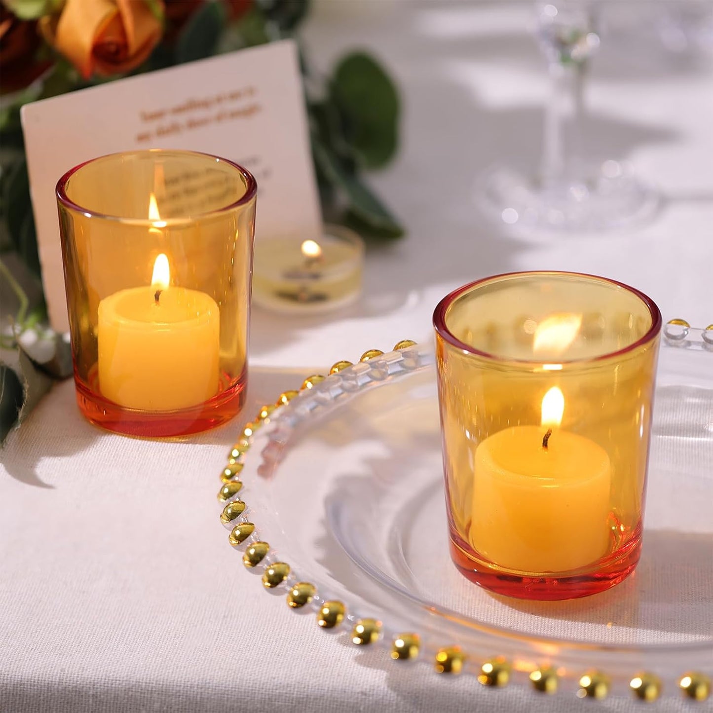 LETINE Gold Votive Candle Holders Set of 36 - Speckled Mercury Gold Glass Candle Holder Bulk - Ideal Spring Summer Decor for Wedding Centerpiece Table，Valentine's Day Decorations Indoor