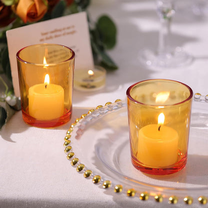 LETINE Gold Votive Candle Holders Set of 36 - Speckled Mercury Gold Glass Candle Holder Bulk - Ideal Spring Summer Decor for Wedding Centerpiece Table，Valentine's Day Decorations Indoor