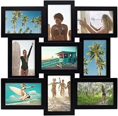 MELANNCO Collage Picture Frame for Wall, Holds 12 Photos - Six 4x6 and Six 6x4 Images, 18x23 Inch Black Plastic Frame, Hang Horizontal or Vertical, Gallery Wall Decor
