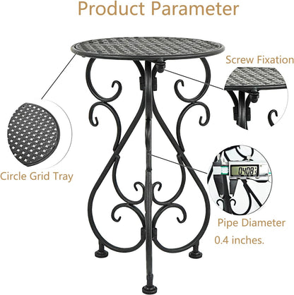 NAKUPE Plant Stand Indoor & Outdoor Flower Pot Stand 17" Tall Metal Plant Table,Single Planter Holder for Patio, Porch, Corner, Garden Decor, Balcony, Black(1 Pack)
