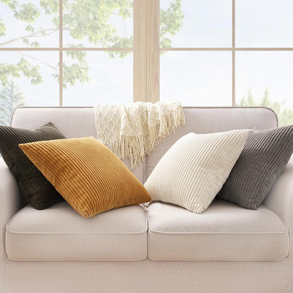 Topfinel Decorative Throw Pillow Covers Cushion Cases, Set of 4 Soft Velvet Modern Double-Sided Designs, Mix and Match for Boho Farmhouse Fall Home Decor (18x18 inch, Orange/Teal)