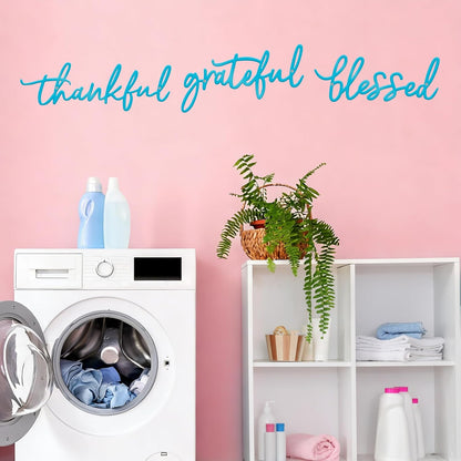 Thankful Grateful Blessed Letter Sign Metal Wall Decor, 3 Piece Black Letters Wall Art for Bathroom Bedroom Metal Words Wall Decor for Home Decor