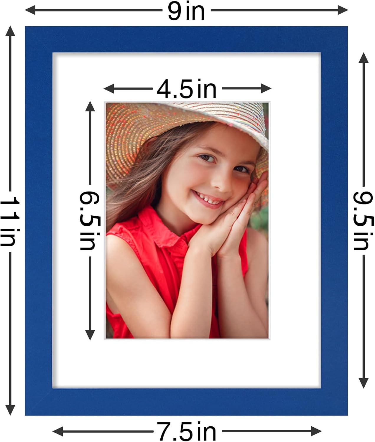 Vittanly 8x10 Picture Frames Set of 9, Shatter Resistant Plexiglass, Display 5x7 Pictures with Mat or 8x10 without Mat, Photo Frames for Wall or Tabletop, Engineered Wood, Black - Colors B