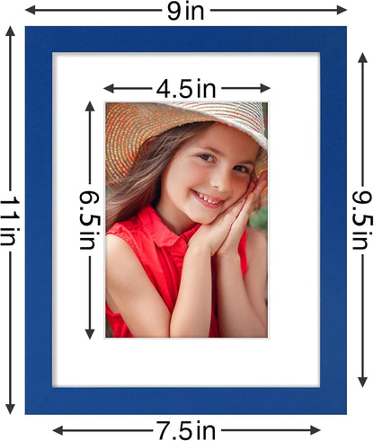 Vittanly 8x10 Picture Frames Set of 9, Shatter Resistant Plexiglass, Display 5x7 Pictures with Mat or 8x10 without Mat, Photo Frames for Wall or Tabletop, Engineered Wood, Black - Colors B