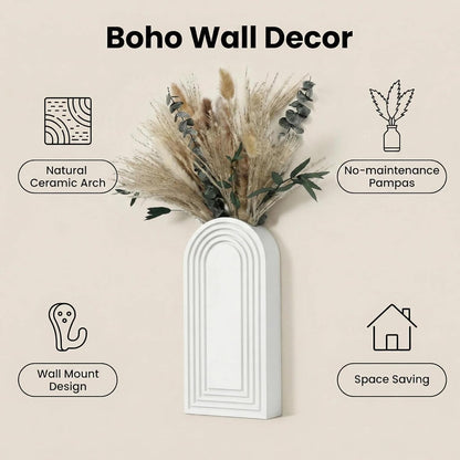 Wooden Wall Planter Set of 4 - Modern Home Decor for Living Room, Bedroom, Bathroom - Walnut Finish Planter for Dried Flowers, Faux Greenery, Indoor Plants