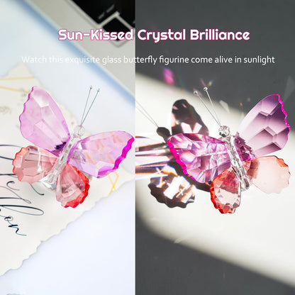 H&D HYALINE & DORA Crystal Cut Butterfly Animal Ornament Decoration for Office Table Home Bedroom