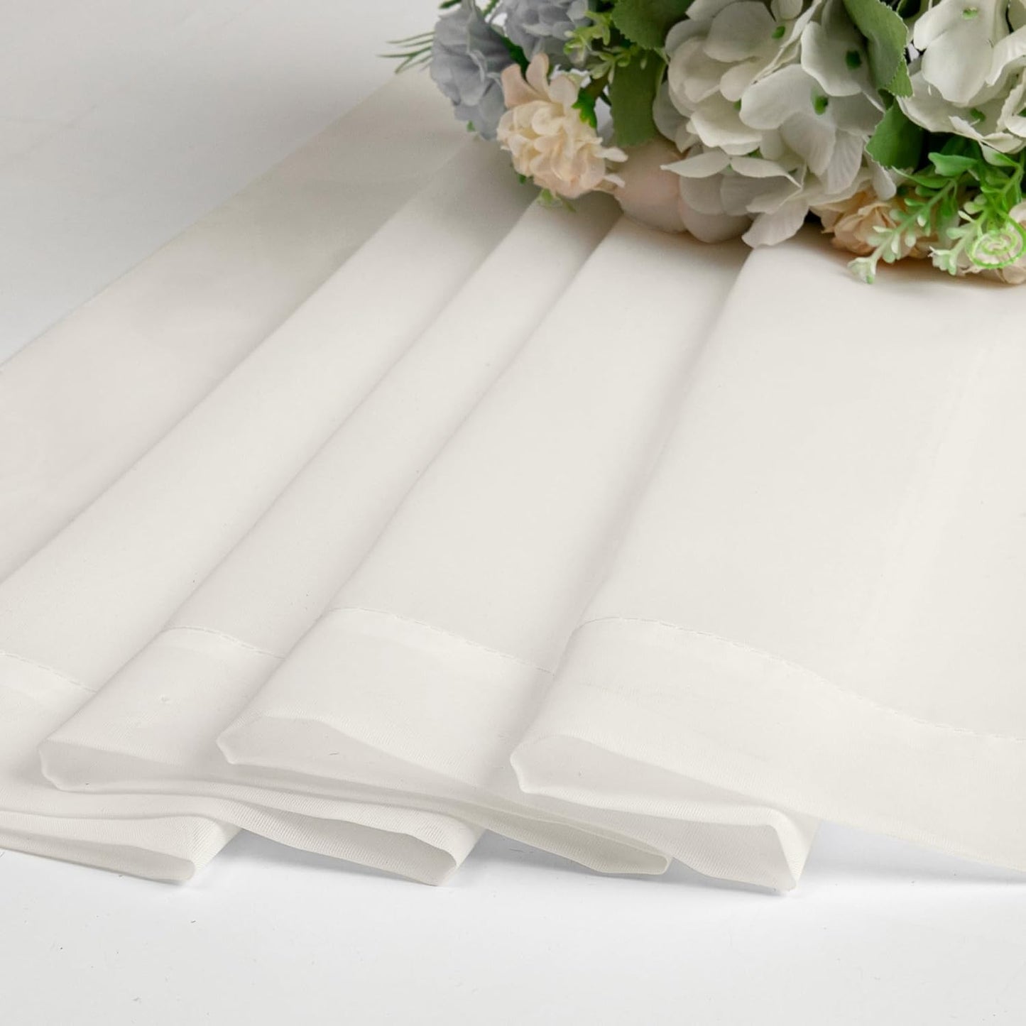 Chyhomenyc Sheer White Valances for Windows 2 Pack, Small Window Curtains for Living Room Bathroom Cafe Laundry Basement, Modern Top Dual Rod Pocket Voile Curtain, 42W x 14L inches, White - Colors C