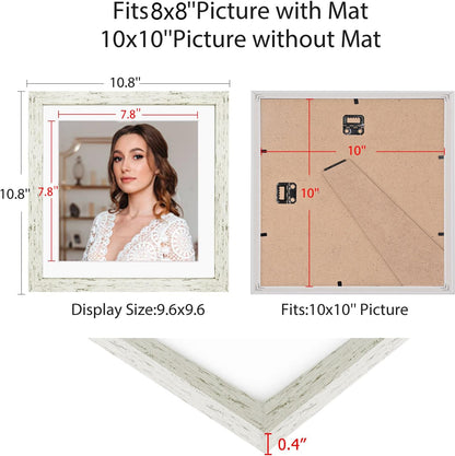 12x12 Picture Frame Set of 9, Display Pictures 8x8 with Mat or 12x12 without Mat, Multi Collage Gallery Square Photo Frames for Wall or Tabletop, Black