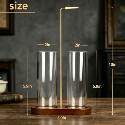 Incense Holder,2 in 1 Incense Sticks Burner Holder with Storage,Hang Upside Down Incense Holder for Sticks with Glass Ash Catcher for Meditation Yoga Spa Room Decor (Brown)