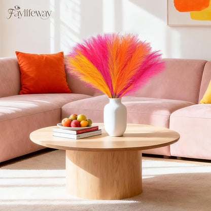 50pcs Pampas Grass 17in for Living Room Decor, Blush Pink Pampas Grass Decor, Fluffy Pink Flowers for Home Birthday Bathroom Baby Shower Wall Bow Decor(Blush & Cream & Pink)