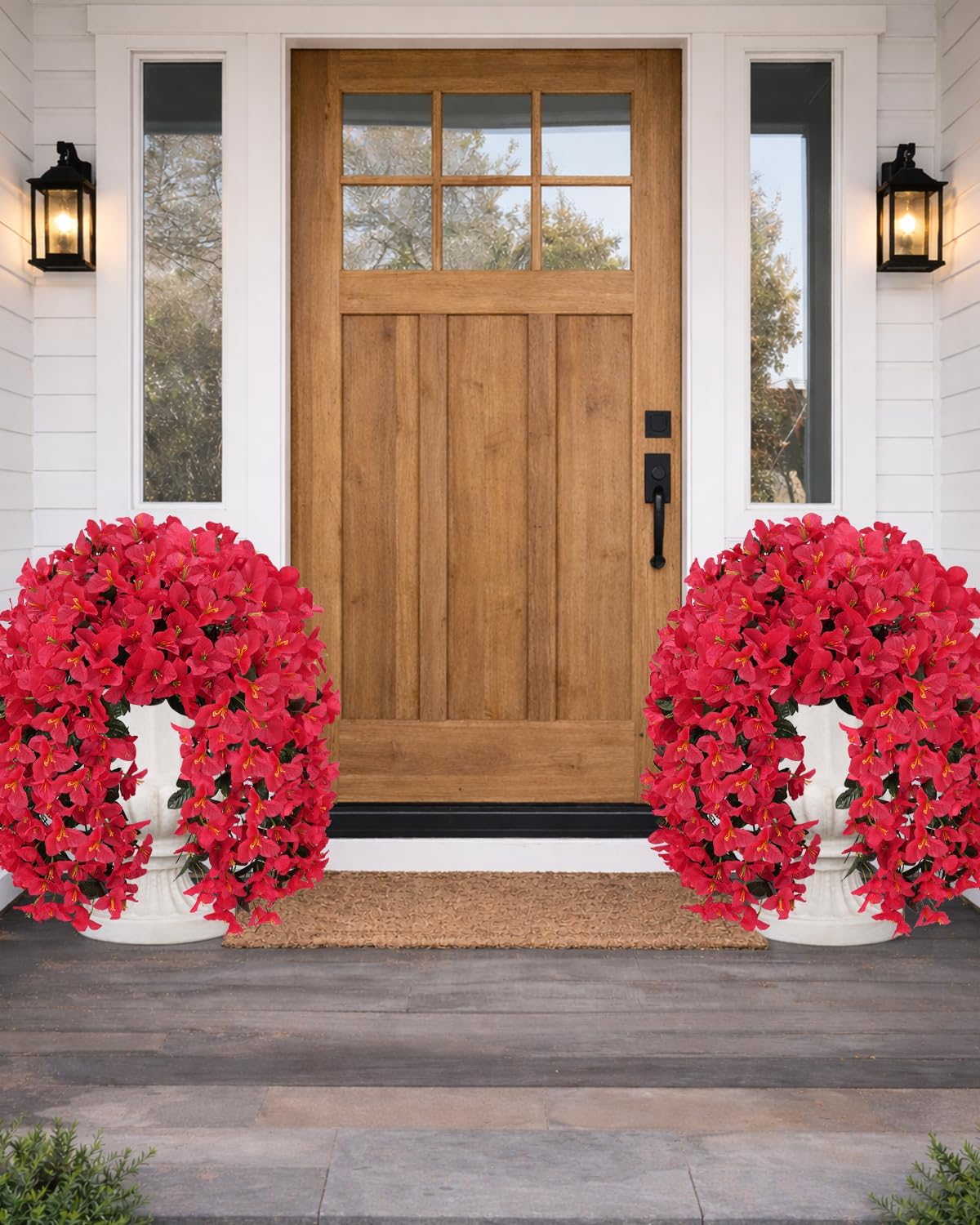 Artificial Flowers for Outdoors – 2 Bundles of UV-Resistant Artificial Bougainvillea, Realistic Silk Flowers for Front Porch, Patio, Garden, Window Boxes & Hanging Baskets (Hot Pink, 2)