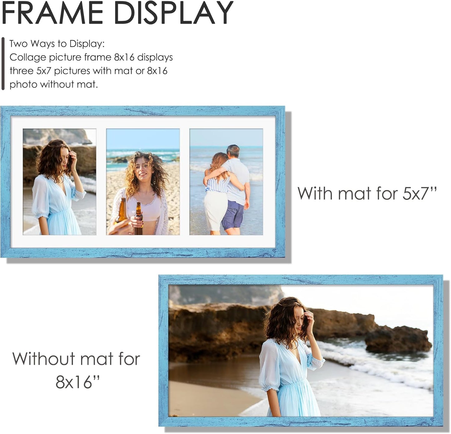 DUENPY 14x26 Collage Picture Frame 4x6 Collage Picture Frame Displays Twelve 4x6 inch Photos Available Horizontal Wall Mounting Display and Vertical Black - Colors B