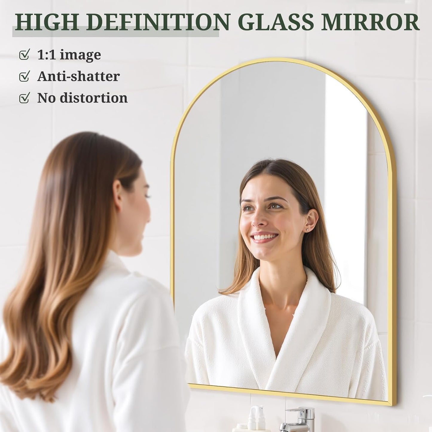 Round Wall Mirror 30 Inch Gold Vanity Mirror with Metal Frame, Modern Circle for Bathroom, Entryway, Bedroom, Living Room, Wall Mounted Decorative Mirrors