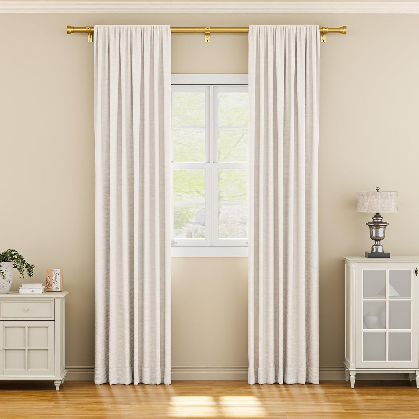 YaFex Curtain Rods 32-144 Inch, Heavy Duty 1 Inch Adjustable Curtain Rod for Windows, Black Extra Long Window Treatment Rods, Modern Design, Easy Installation