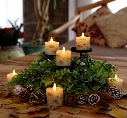 Homemory Flameless Votive Candles with Timer, 2" x 2" Real Wax, 400+Hour Realistic Black Wick Battery Operated Candles, Set of 6 for Wedding, Party and Holiday Decoration (Battery Included)