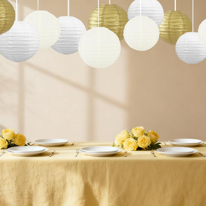 BEISHIDA 10Pcs White Paper Lanterns Decorative Chinese/Japanese Hanging Round Paper Lanterns Lamp for Birthday, Wedding, Christmas, Bridal, Home Decor, Party Decoration(Size of 4”, 6”, 8”, 10”)
