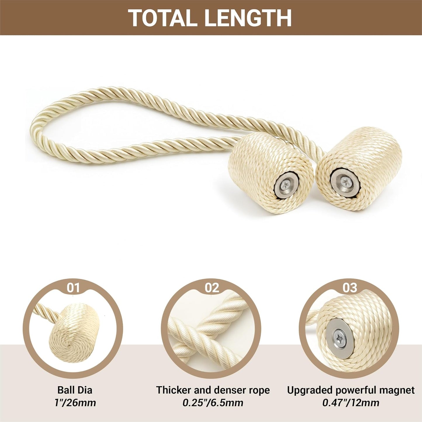 Hion Magnetic Curtain Tiebacks Black 2pcs, Curtain Tiebacks Buckles Holdbacks Holders Hooks Clip for Home Outdoor Bedroom Office Decorative Curtain