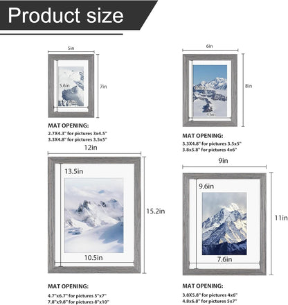 Egofine Picture Frame Set 12 Pack, Picture Frames Collage Wall Decor with Two 11x14, Two 8x10, Four 5x7, Four 4x6 for Wall and Tabletop, Made of Solid Wood, Covered by Plexiglass, Natural Wood
