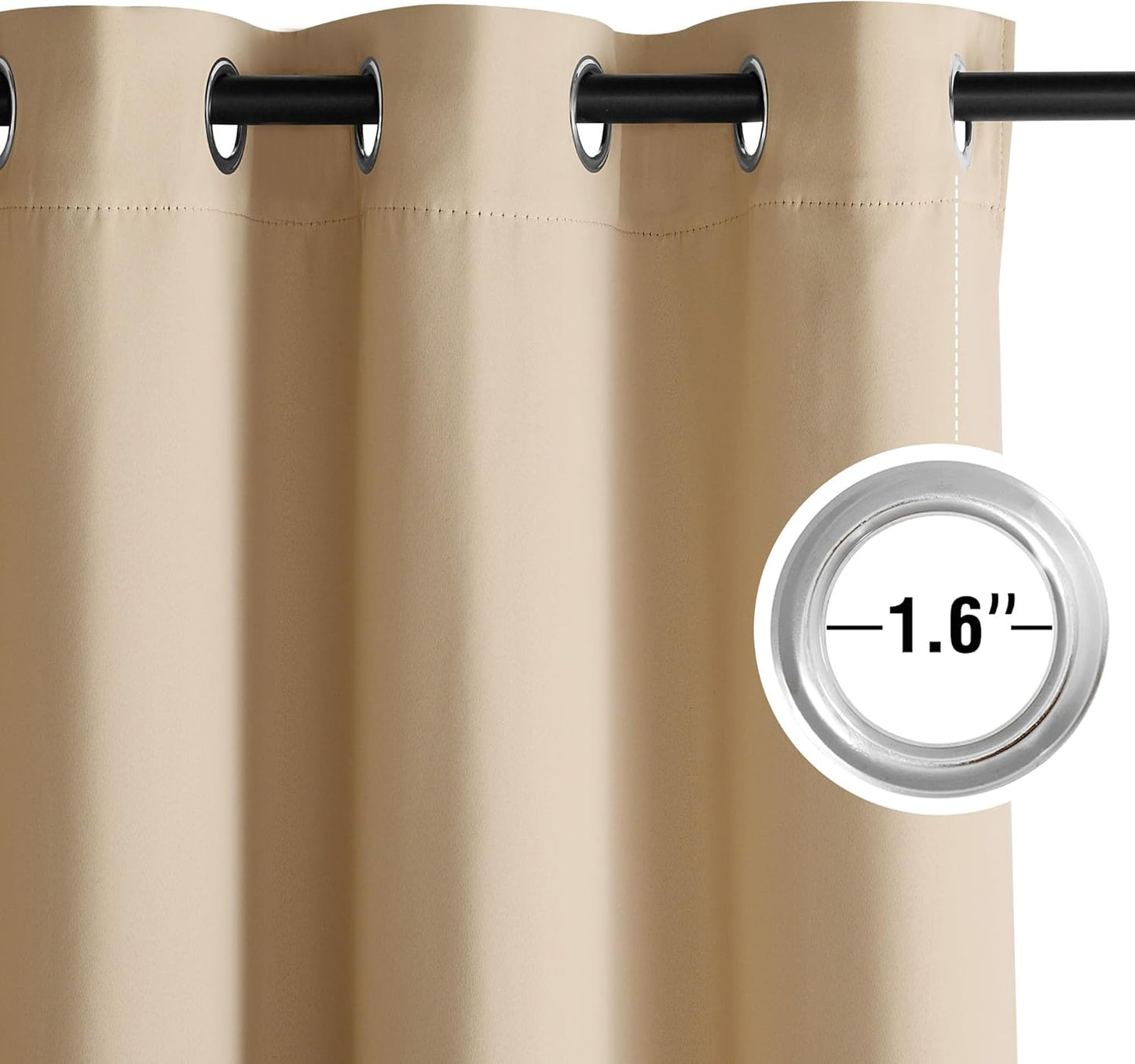 NICETOWN Halloween Pitch Black Solid Thermal Insulated Grommet Blackout Curtains/Drapes for Bedroom Window (2 Panels, 42 inches Wide by 63 inches Long, Black) - Colors D