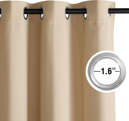 NICETOWN Halloween Pitch Black Solid Thermal Insulated Grommet Blackout Curtains/Drapes for Bedroom Window (2 Panels, 42 inches Wide by 63 inches Long, Black) - Colors D