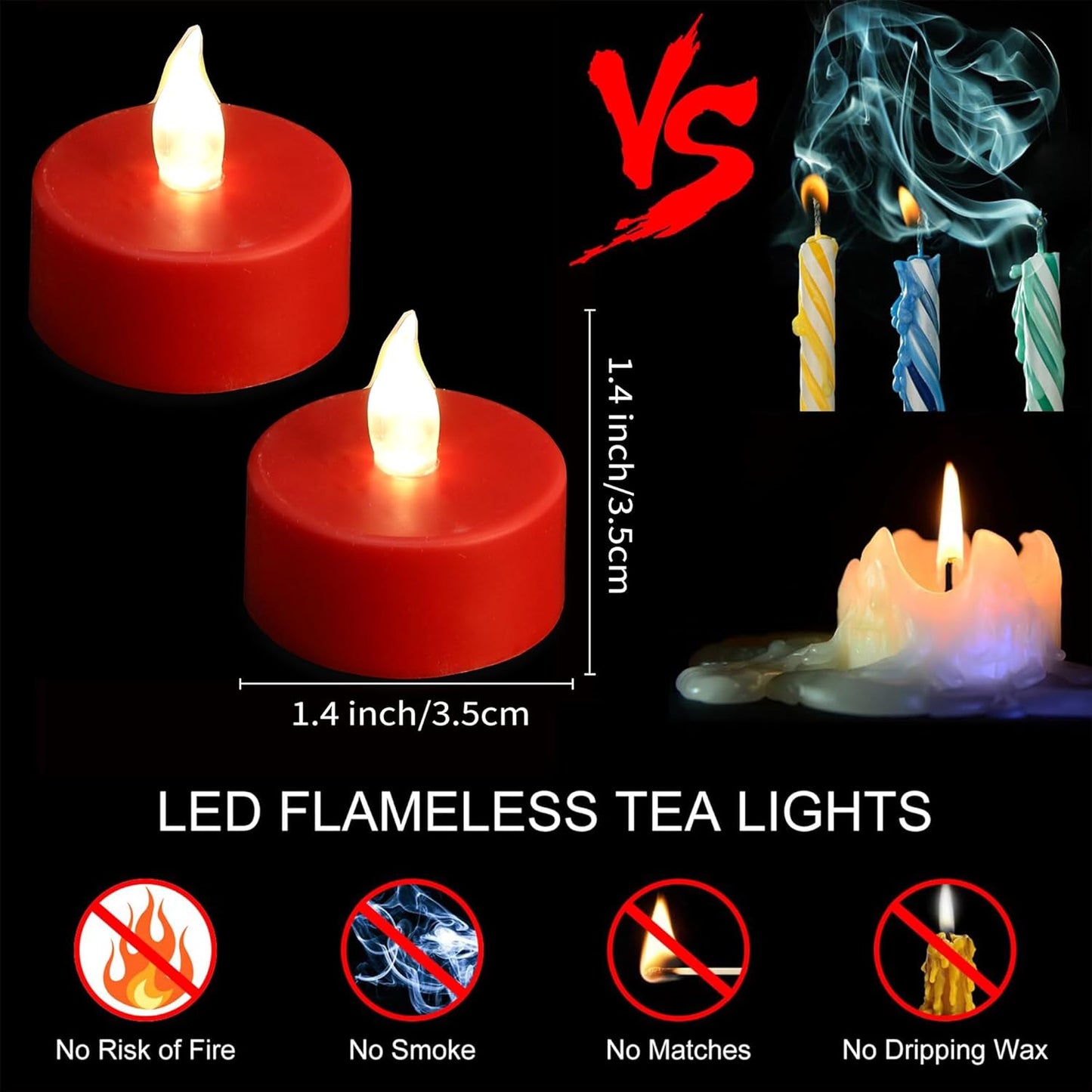 Nancia 100PACK Flameless LED Tea Lights Candles, Realistic and Bright Flickering Long Lasting 200Hours Battery-Powered, Ideal Party, Wedding, Birthday, Gifts Home Decoration Warm Yellow