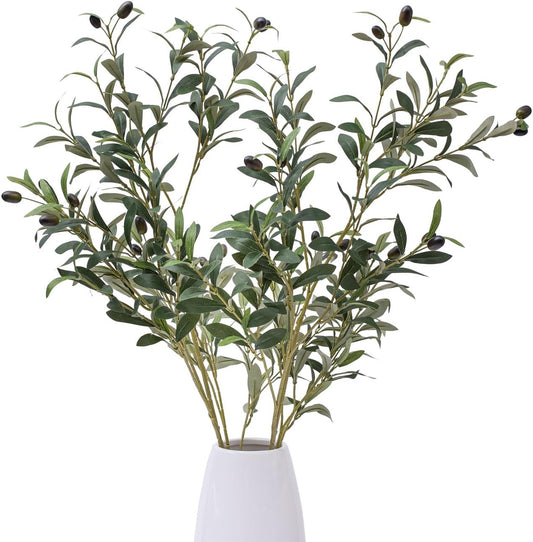 Heleze 39 Inch Artificial Olive Branches for Vases, Fake Plants Greenery Stems with 222 Leaves Faux Olive Tree Branches Home Decor Indoor 4PCS