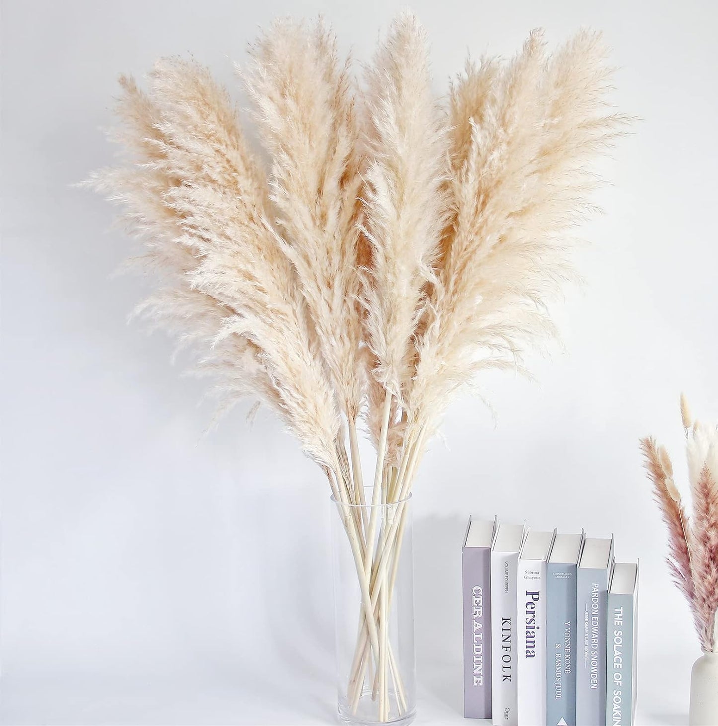 46" inch 10 Stems Natural Pampas Grass Decor Tall, Pompas Grass, Tall Pampas Grass for Weddingm, Farmhouse, Boho Home Decor (Beige)