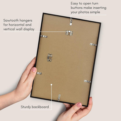 Americanflat 24x36 Poster Frame with Polished Plexiglass - Streamline Collection - Thin Border Picture Frame for Wall Display - Hanging Hardware Included - Black - Colors A