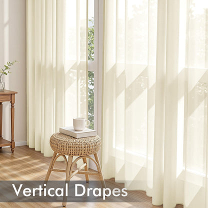 MIULEE White Sheer Curtains 84 Inches Long, 4 Panels Set, Light Filtering Rod Pocket Voile Drapes for Living Room and Bedroom, Airy Soft Fabric Window Treatments, 42 x 84 Inches