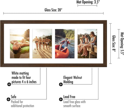 Americanflat 4x6 Collage Picture Frame with Shatter-Resistant Glass - Fits Five 4x6 Photos or Use as One 11x14 Picture Frame - Signature Collection - Collage Frames for Wall Display - Black