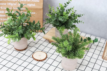 Der Rose 3 Pack Mini Potted Fake Plants Artificial Plastic Eucalyptus Plants Topiaries for Home Office Desk Farmhouse Shelf Room Bathroom Decor(Sage Green)