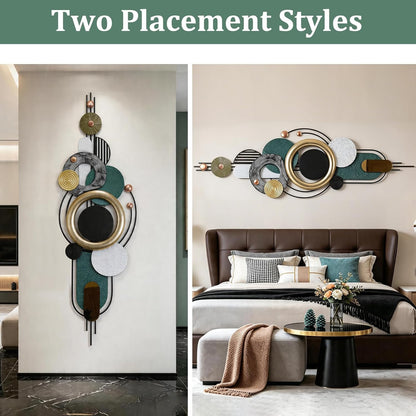 Lucky Monet Large Wall Decor for Living Room, Modern Metal Wall Art, 3D Textured Geometric Wall Sculpture 59"x24" Wall Hanging Decoration for Dinning Room Bedroom Entryway