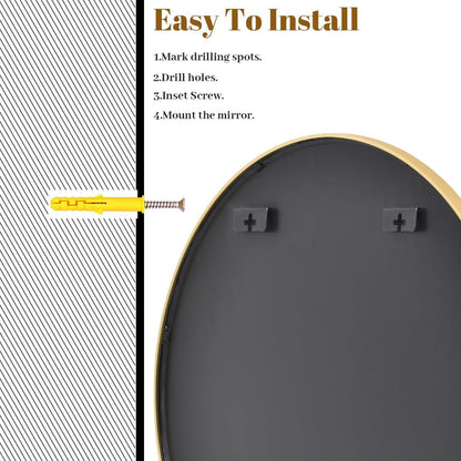 VooBang Large Black Round Bathroom Mirror, 48 inch Circle Wall Mounted Hanging Mirror with Simple Modern Circular Metal Frame for Hallway, Entryway, Living Room, Black Frame