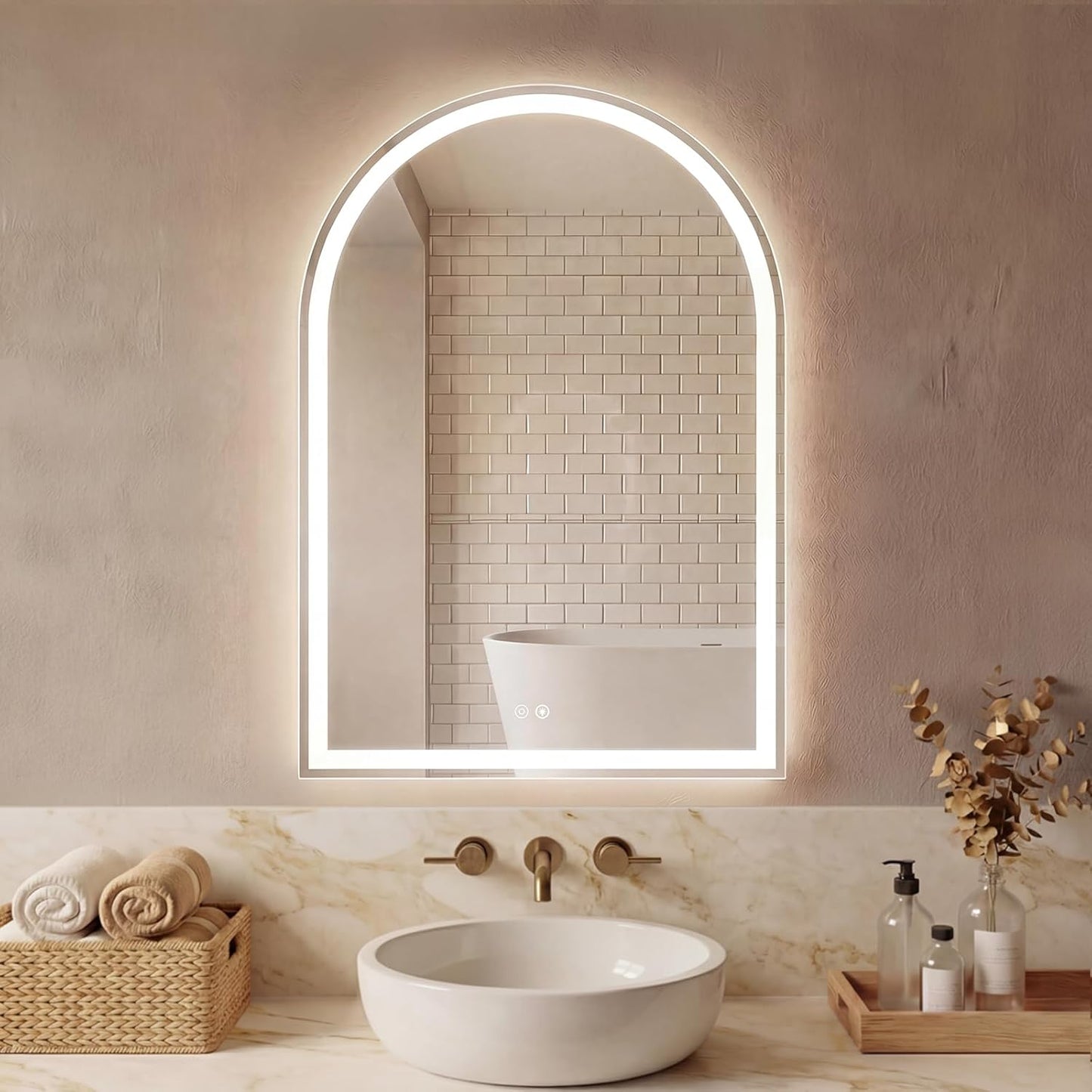Sweetcrispy 20"x30" Arched Gold Bathroom Mirrors for Wall, Bathroom Mirrors for Over Sink, Metal Framed with HD Shatter-Proof Glass for Entryway, Living Room, Bedroom