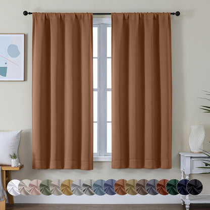 Simplebrand Ava Sage Green Blackout Curtains for Bedroom 63 Inch Length 2 Panels Set, Solid Thermal Insulated Energy Saving Rod Pocket Window Treatment Curtains Blackout Drapes, W40 x L63 Inch, Sage - Colors A