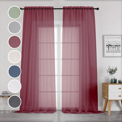 OWENIE Sheer Curtains 84 inches Long 2 Panels Set for Living Room/Bedroom, Rod Pocket Voile Sheer Panel Drapes, White, 2pcs, Each 42" W x 84" L - Colors B