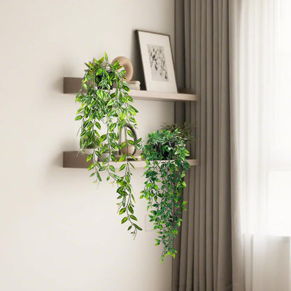 Clearain 1pcs Fake Hanging Plants, Artificial Small Potted Plants, Mini Faux Succulent Plant for Indoor Outdoor Aesthetic Office Living Room Shelf Home Decor (Eucalyptus leaves-1pcs)