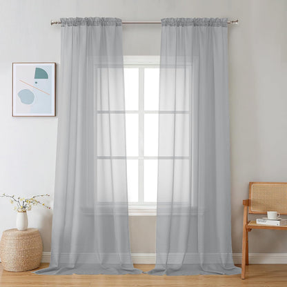 Chyhomenyc Sheer White Valances for Windows 2 Pack, Small Window Curtains for Living Room Bathroom Cafe Laundry Basement, Modern Top Dual Rod Pocket Voile Curtain, 42W x 14L inches, White - Colors B