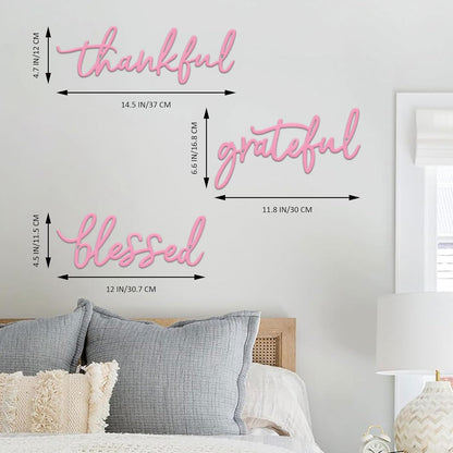 Thankful Grateful Blessed Letter Sign Metal Wall Decor, 3 Piece Black Letters Wall Art for Bathroom Bedroom Metal Words Wall Decor for Home Decor