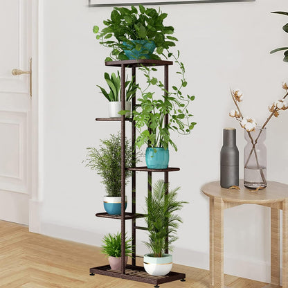 LINZINAR Plant Stand Indoor Outdoor Corner 4 Tier Metal Plant Shelf Patio Plant Rack for Garden Corner Balcony Living Room