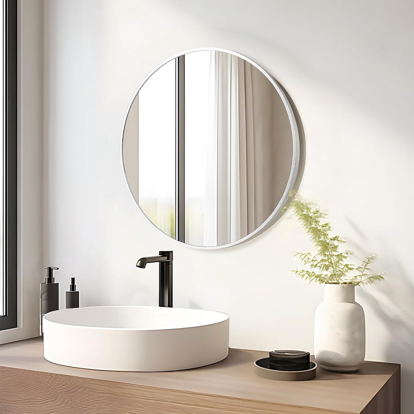 Fabuday Black Circle Mirror for Wall 20 inch - Round Mirrors for Bathroom, Entryway, Living Room, Hallway, Bedroom Decor, Small Matte Framed