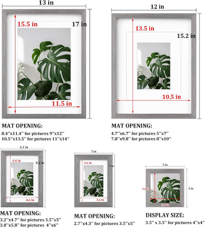 Egofine Picture Frame Set 12 Pack, Picture Frames Collage Wall Decor with Two 11x14, Two 8x10, Four 5x7, Four 4x6 for Wall and Tabletop, Made of Solid Wood, Covered by Plexiglass, Natural Wood