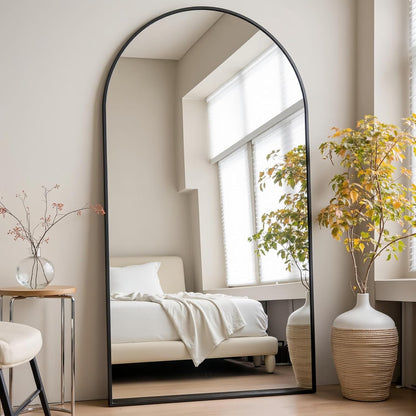 Prywot Arched Full Length Mirror, 70"x26" Free Standing Floor Mirror, Modern Full Body Mirrors with Stand, Wall Mirrors with Aluminum Alloy Frame for Bedroom,Living Room, Gold