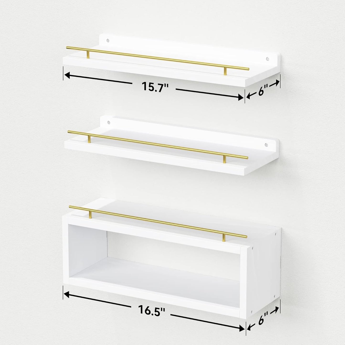 WOPITUES Floating Shelves for Wall with Cube Shelf, Wall Shelves with Metal Rail for Bathroom Decor, Bathroom Organizers and Storage, Over Toilet Shelves for Toilet Paper-Black