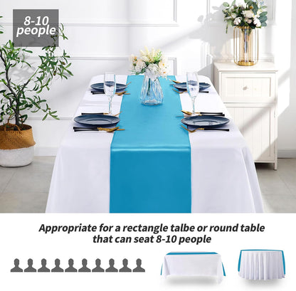 SiinvdaBZX 4 Pcs Royal Blue Satin Table Runner 12 x 108 inches Long, Bright Smooth Satin Wedding Table Runner Decorations for Birthday Parties, Buffet, Banquets, Graduations, Engagements