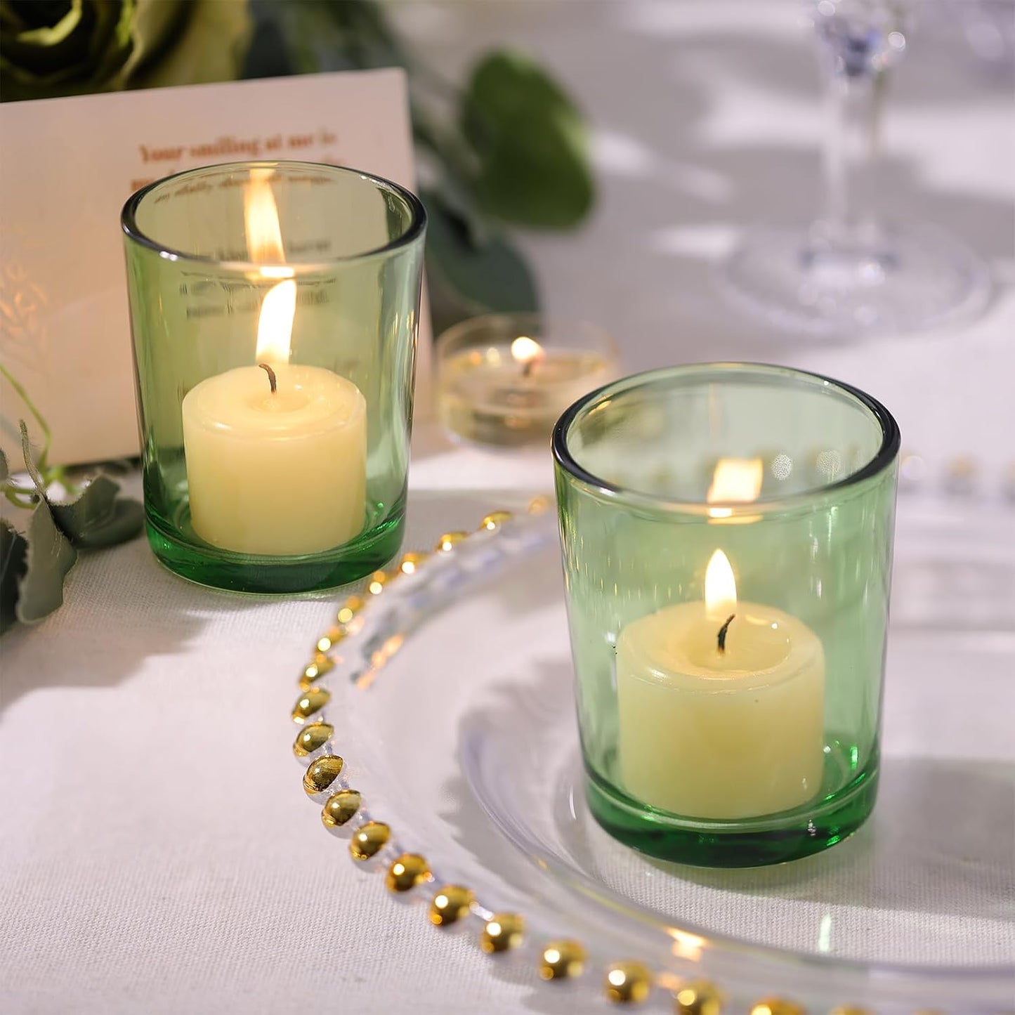 LETINE Gold Votive Candle Holders Set of 36 - Speckled Mercury Gold Glass Candle Holder Bulk - Ideal Spring Summer Decor for Wedding Centerpiece Table，Valentine's Day Decorations Indoor
