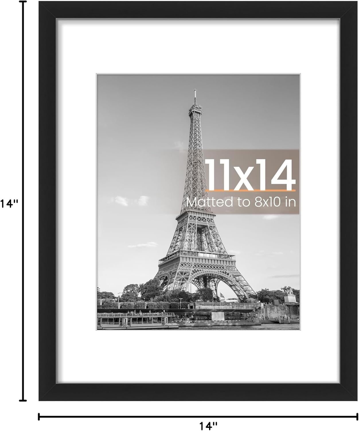 upsimples 8x10 Picture Frame, Display Pictures 5x7 with Mat or 8x10 Without Mat, Wall Hanging Photo Frame, Black, 1 Pack - Colors A