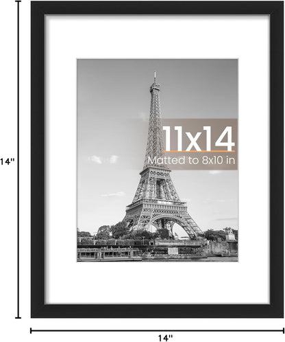 upsimples 8x10 Picture Frame, Display Pictures 5x7 with Mat or 8x10 Without Mat, Wall Hanging Photo Frame, Black, 1 Pack - Colors A